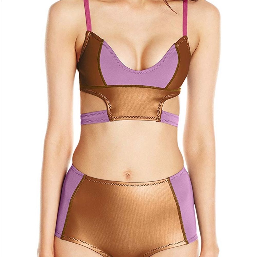 Cynthia Rowley Cutout Bikini Suit Lavender S